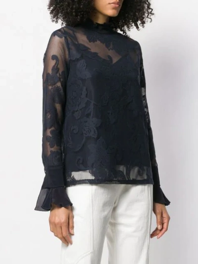 Shop See By Chloé Lace Embroidered Blouse In Blue