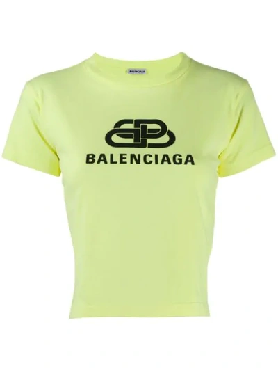 Shop Balenciaga Cropped Logo T-shirt In Green