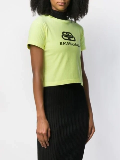 Shop Balenciaga Cropped Logo T-shirt In Green