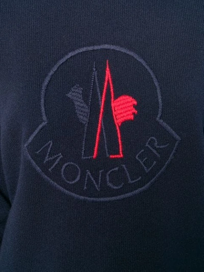 Shop Moncler Logo Patch Sweater In Blue