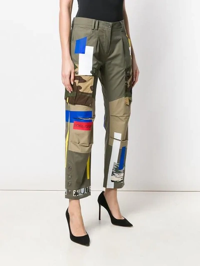 Shop Dolce & Gabbana Patched Cargo Pants In Green