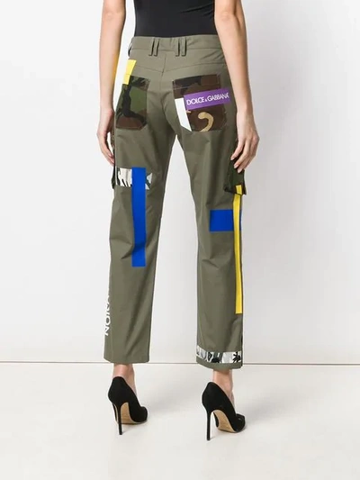 Shop Dolce & Gabbana Patched Cargo Pants In Green