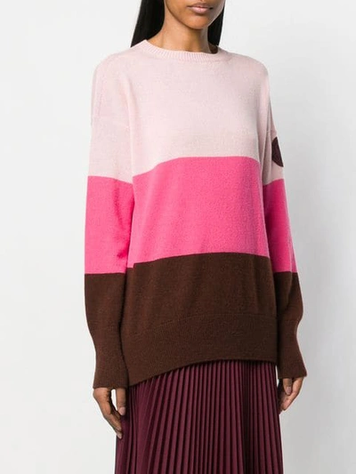 Shop Moncler Colour Block Jumper In Pink