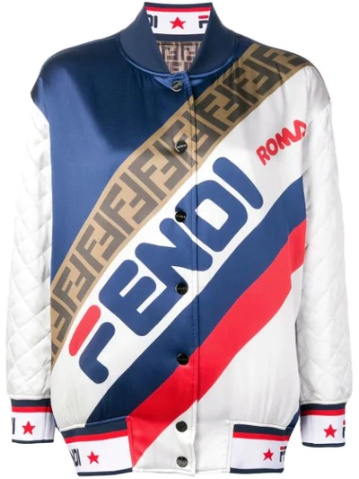 Shop Fendi Reversible Ff Motif Bomber Jacket In White