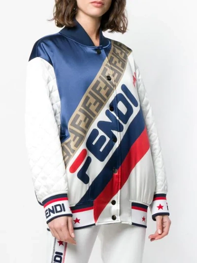 Shop Fendi Reversible Ff Motif Bomber Jacket In White