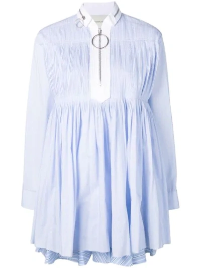Shop Cedric Charlier Babydoll Short Dress In Blue