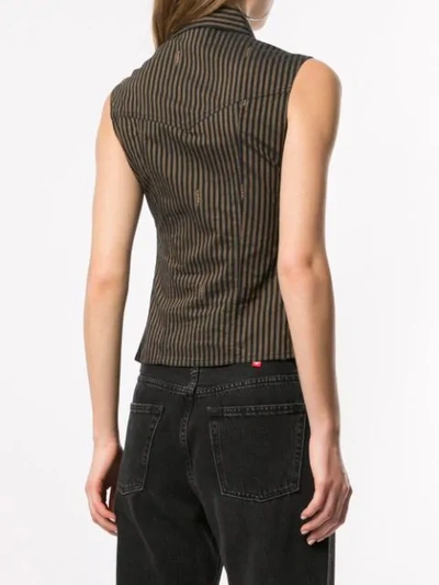 Pre-owned Fendi Striped Sleeveless Shirt In Brown