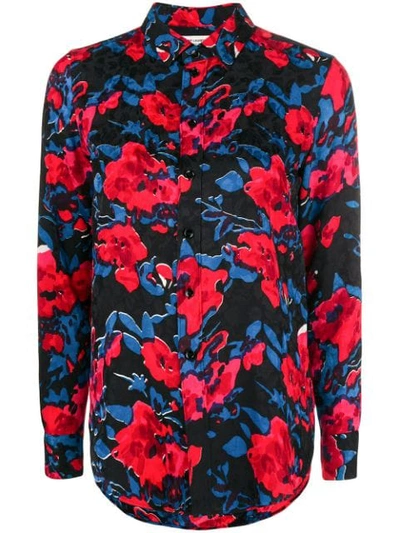 Shop Saint Laurent Abstract Floral Shirt In Red