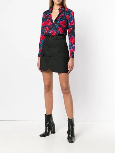 Shop Saint Laurent Abstract Floral Shirt In Red