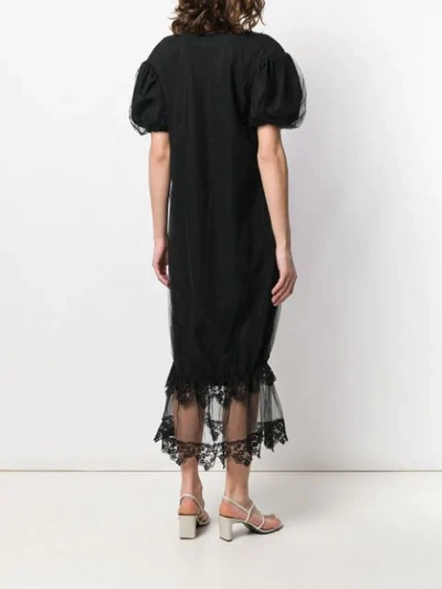 Shop Simone Rocha Tulle Panel Midi Dress In Black