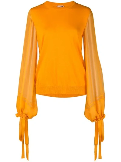 Shop N°21 Sheer Sleeve Knitted Top In Orange