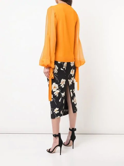 Shop N°21 Sheer Sleeve Knitted Top In Orange