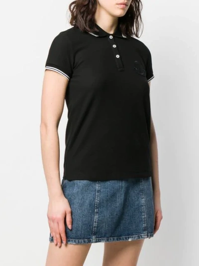 Shop Moncler Contrast-trim Logo Polo Shirt In Black