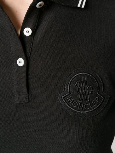 MONCLER CONTRAST TRIM LOGO PATCH POLO SHIRT - 黑色