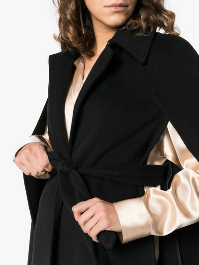 Shop Burberry Double-faced Cashmere Belted Cape In Black