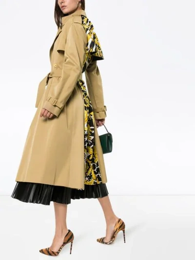 Shop Versace Double-breasted Belted Trench Coat In Neutrals