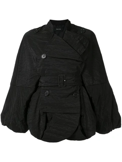 Shop Simone Rocha Oversized Double Breasted Jacket In Black