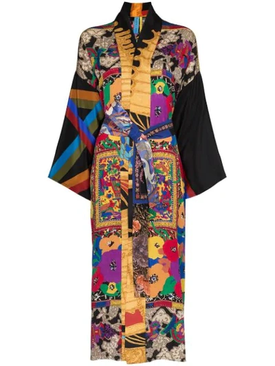 Shop Rianna + Nina Floral Print Silk Kimono In Multicolour