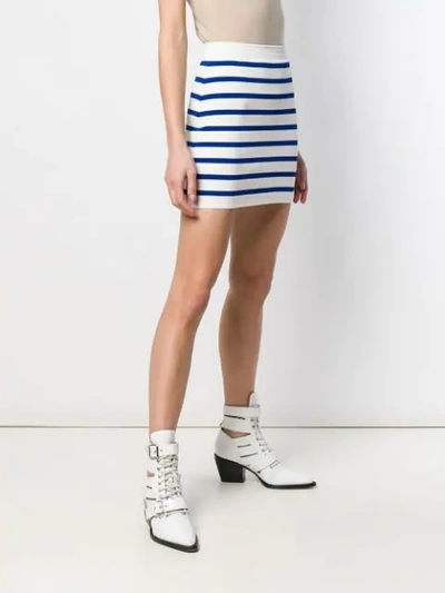 Shop Balmain Striped Skirt In White