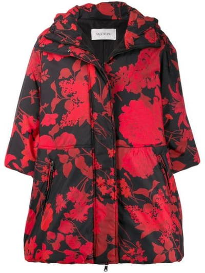 Shop Valentino Floral Pattern Lightweight Jacket In Black