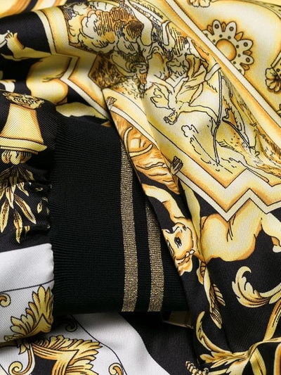 Shop Versace Printed Bomber Jacket In Yellow