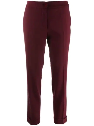 Shop Etro Cropped Slim-fit Trousers In Red