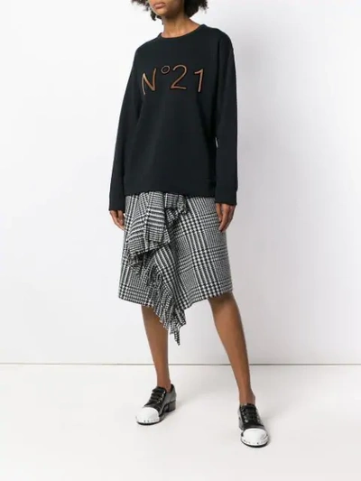 Shop N°21 Logo Printed Loose Sweatshirt In Black