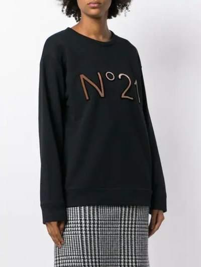 Shop N°21 Logo Printed Loose Sweatshirt In Black