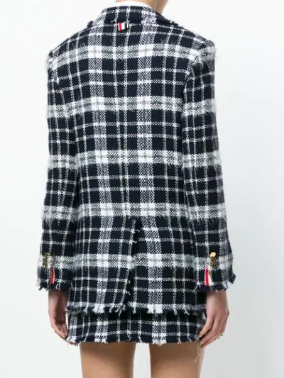 Shop Thom Browne Tartan Tweed Sack Jacket In 415 Navy