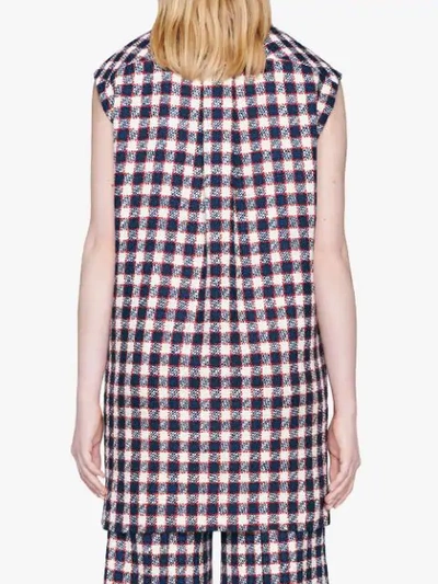 Shop Gucci Check Tweed Tunic Dress In 9059 Blue