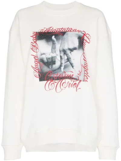 Shop Adaptation Graphic Print Long-sleeved Cotton Jumper In White