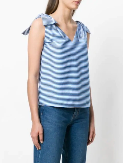 Shop Odeeh Bow Detail Striped Tank Top In White