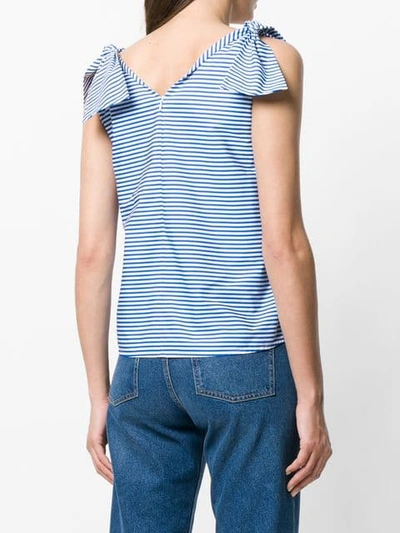 Shop Odeeh Bow Detail Striped Tank Top In White