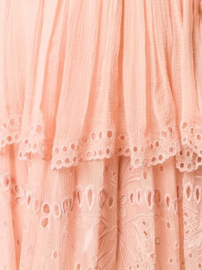 Shop Alberta Ferretti Embroidered Ruffle Maxi Dress In Pink