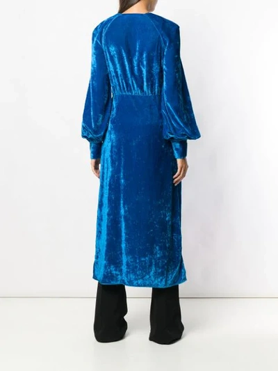 Shop Attico Velvet Robe Dress In Blue