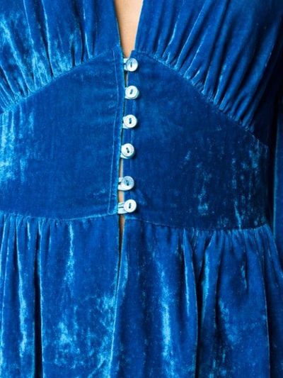 Shop Attico Velvet Robe Dress In Blue