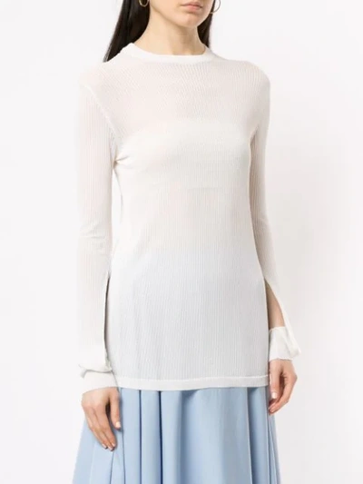 Shop Nehera Long-sleeve Fitted Sweater In White