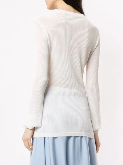 Shop Nehera Long-sleeve Fitted Sweater In White