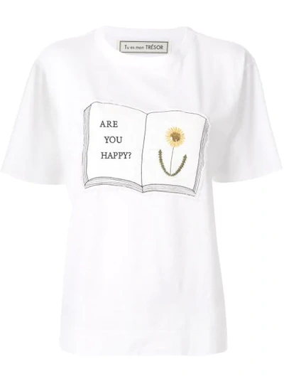 Shop Tu Es Mon Tresor Are You Happy T-shirt In White