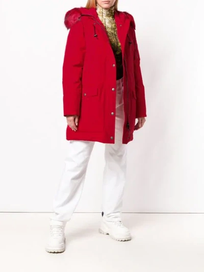 Shop Kenzo Padded Hooded Coat - Red