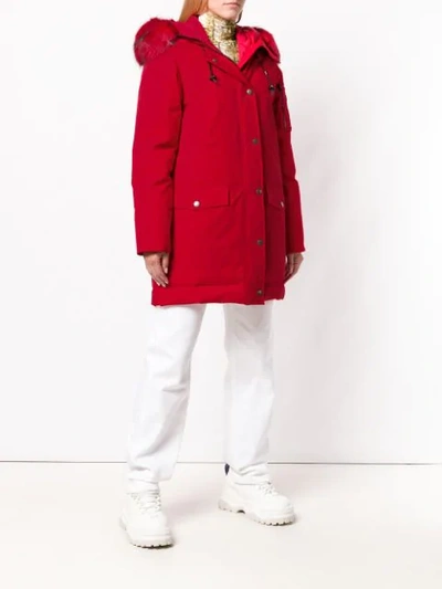 Shop Kenzo Padded Hooded Coat - Red