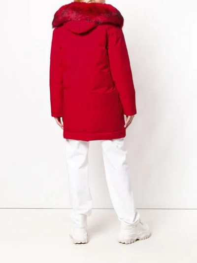 Shop Kenzo Padded Hooded Coat - Red