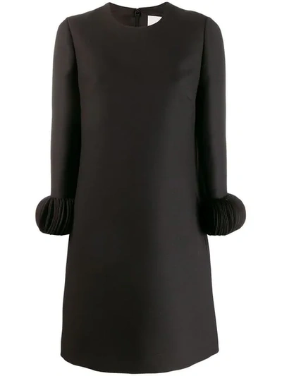 Shop Valentino Pleated Cuffs Minidress In 0no Black