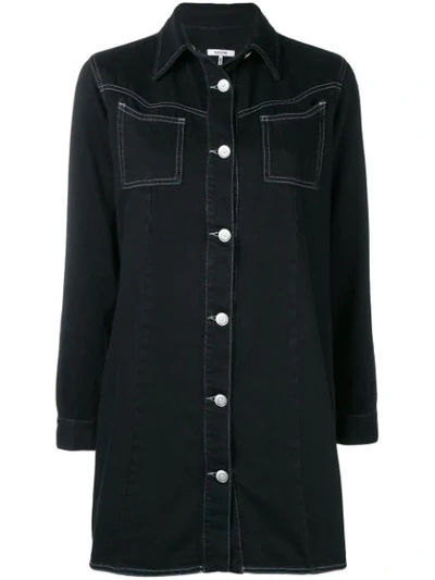 Ganni Soft Denim Shirtdress In Black Washed ModeSens