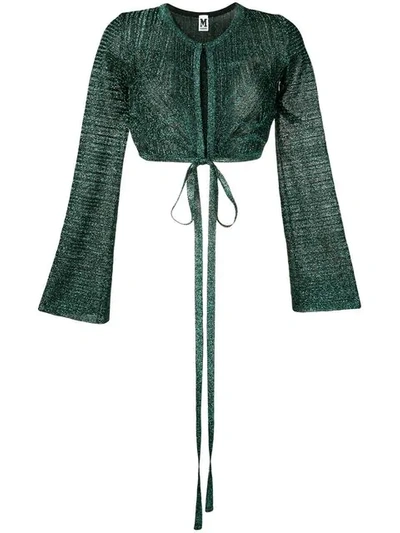 Shop M Missoni Sparkly Knit Bolero Cardigan In Green