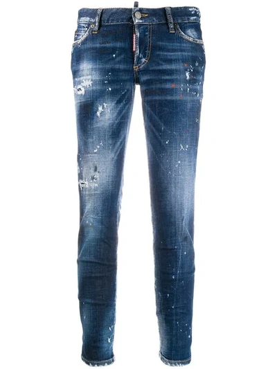 Shop Dsquared2 Distressed Skinny Jeans In Blue