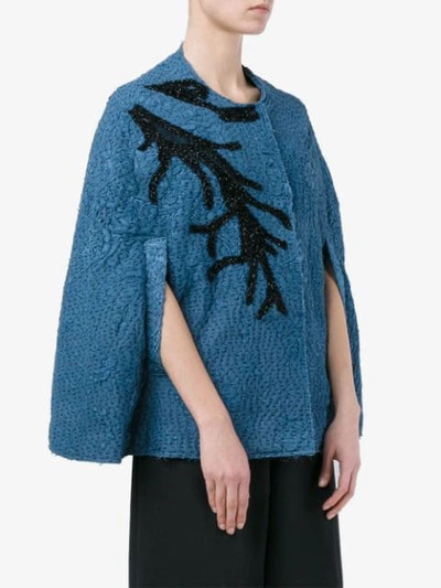 Shop By Walid Beaded Cotton Cape In Blue