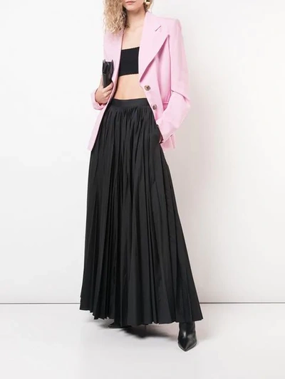 Shop Khaite Long Pleated Skirt In Black