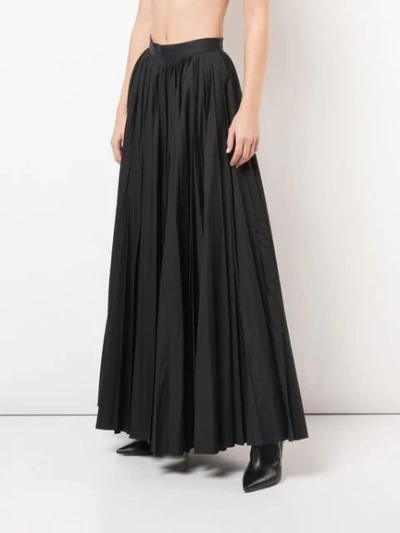 Shop Khaite Long Pleated Skirt In Black