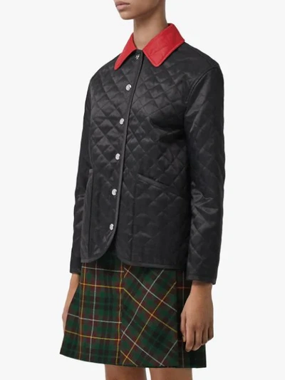 Shop Burberry Diamond Quilted Barn Jacket In Black